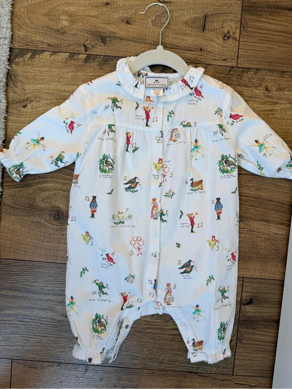 Petite Plume never worn 12 days of Christmas twill cotton Madeline romper